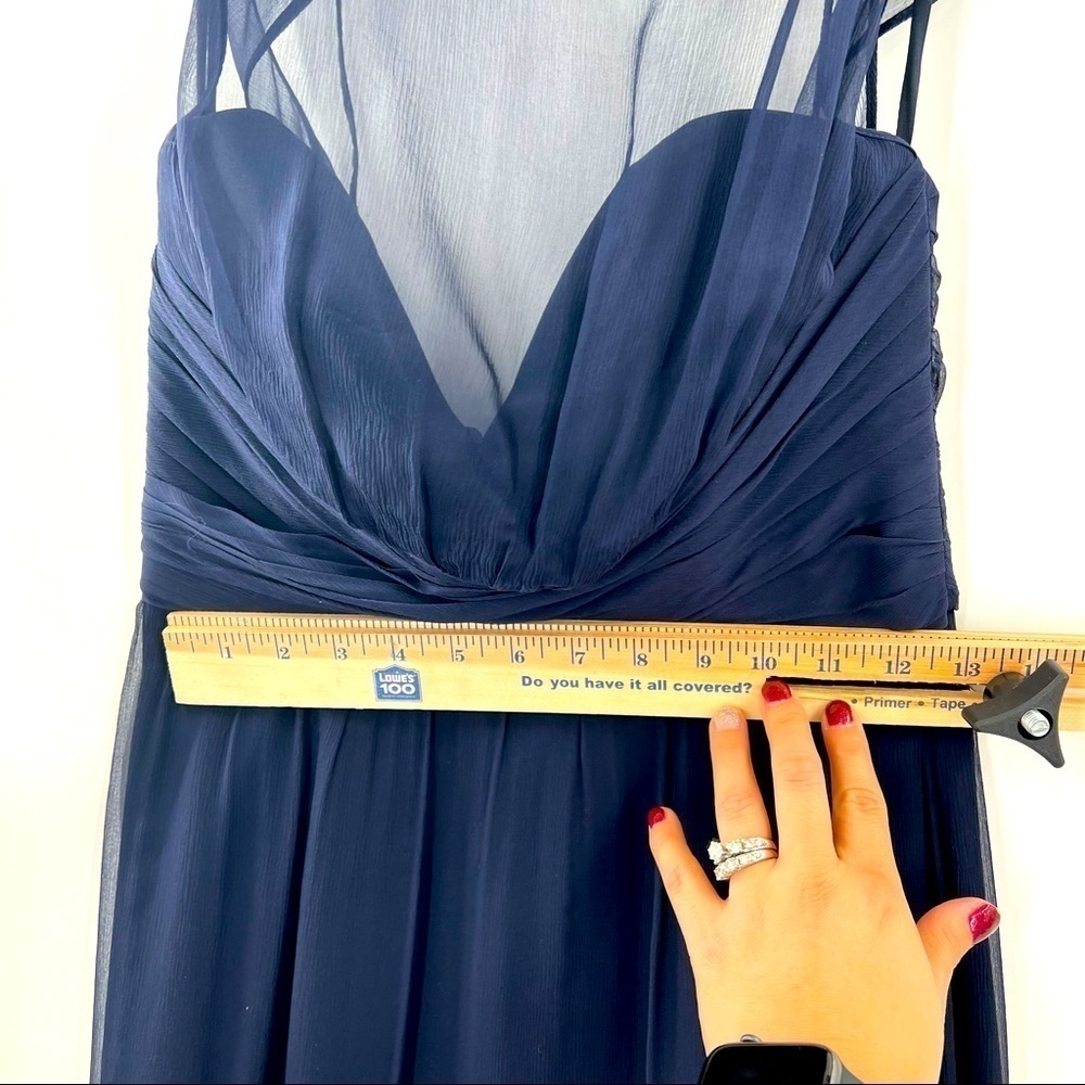 Amsale Illusion Yoke Crinkled Silk Chiffon Gown size 8 - Picture 10 of 16